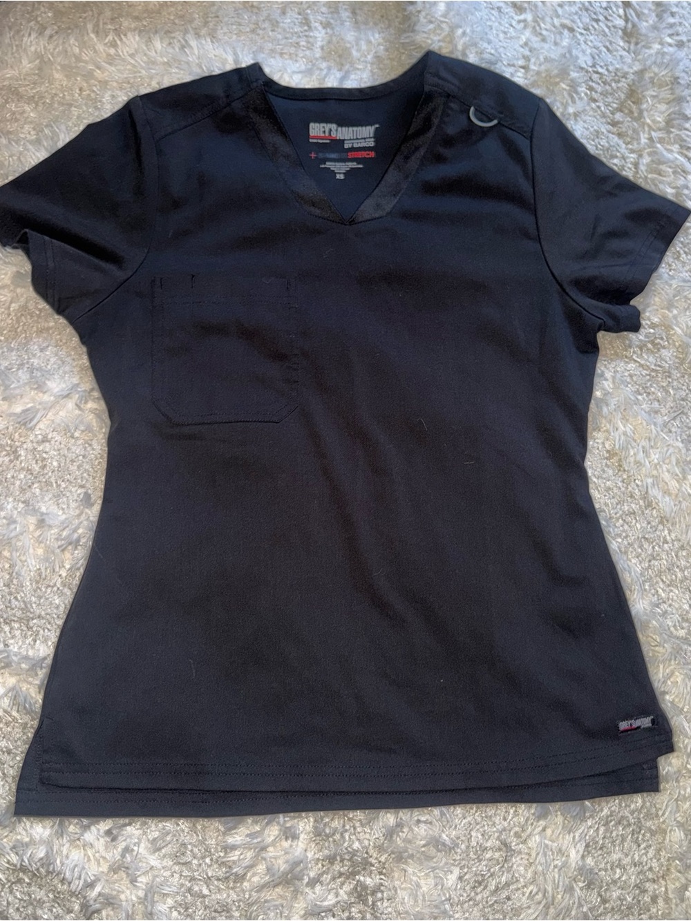 Grey's Anatomy Black V‑Neck Short Sleeve Scrub Top